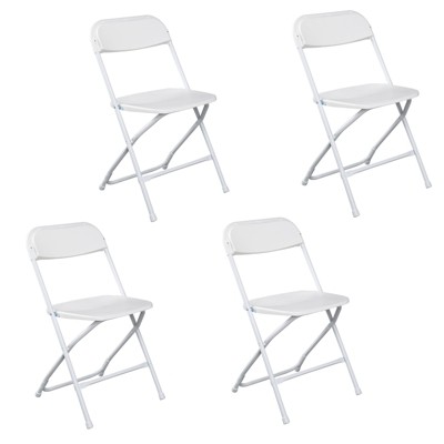 DOMETOUR 4pcs Injection Molding Classic Garden Plastic Folding Chair White