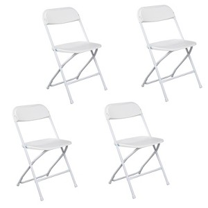 DOMETOUR 4pcs Injection Molding Classic Garden Plastic Folding Chair White - 1 of 4