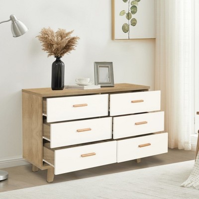 6 Drawer Dresser for Bedroom,Nursery Dresser with Drawers Mid Century Modern Dresser Storage Organizer Dresser