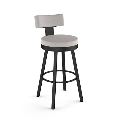 Amisco Morgan Upholstered Barstool Silver/Black: 360 Swivel, Polyester, Steel Frame, 300lb Capacity