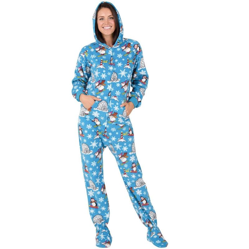 Footed Pajamas - Family Matching - Winter Wonderland Hoodie Fleece Onesie For Boys, Girls, Men and Women | Unisex, 2 of 6