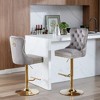 QingMoon Bar Stools, Velvet Barstools Set of 2, Adjustable Swivel Counter Height Chairs with Nailhead Trim and Button Tufted for Kitchen Island - 2 of 4