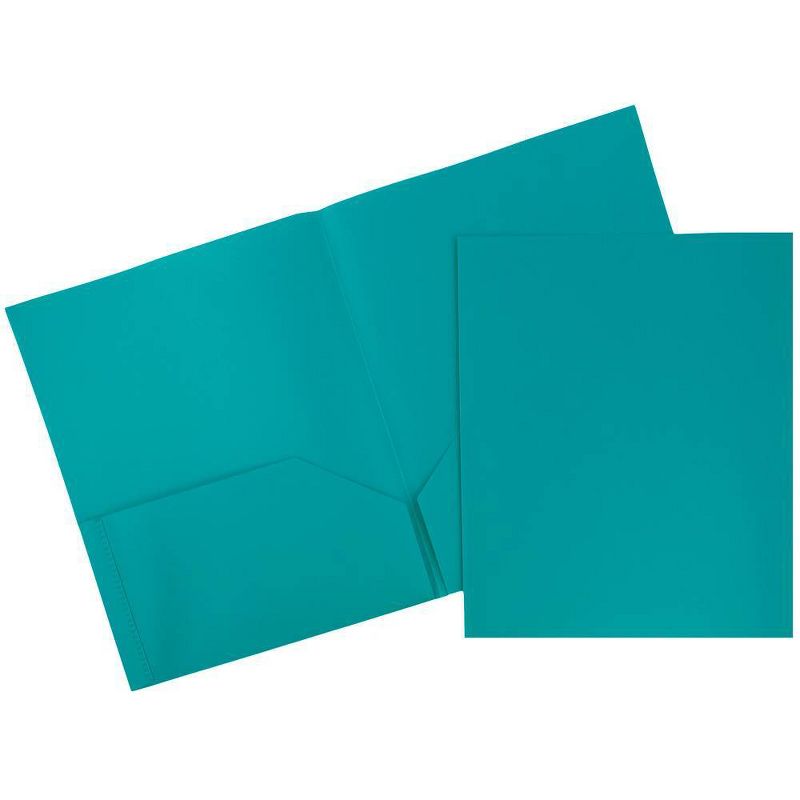 JAM 6pk POP 2 Pocket School Presentation Plastic Folders Teal, 1 of 7