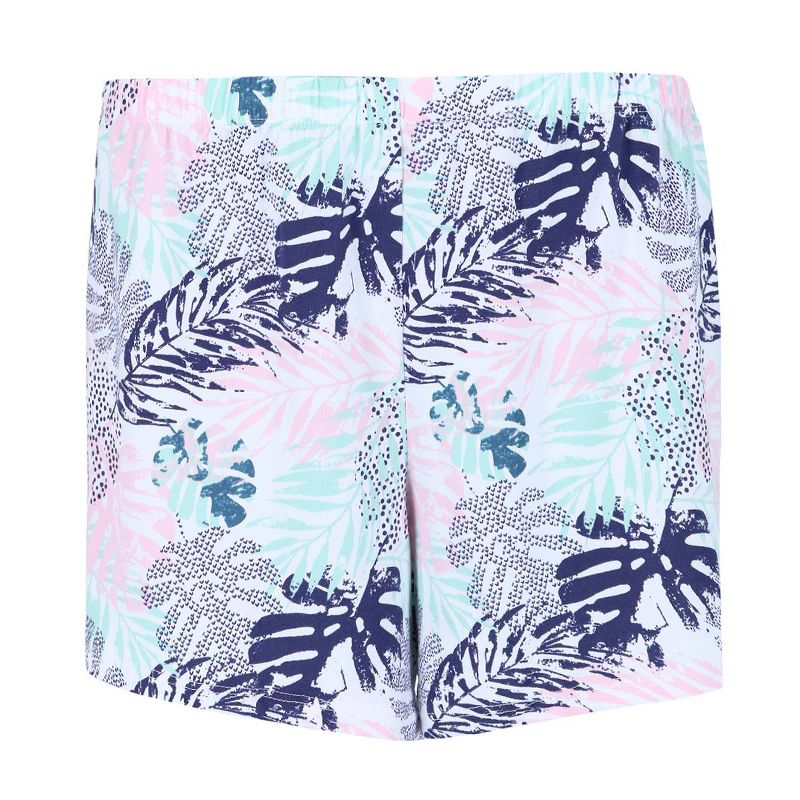 PJ Couture Women's Plus Size Tropic Palms Notch Collar Short Set, 3 of 4
