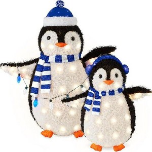 JIONJOY 2-Piece Lighted Penguin Family – 3ft Tall Pop-Up Outdoor Christmas Decoration, Soft Plush Fabric, Weather-Resistant (Parent & Chick Design) - 1 of 4
