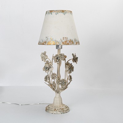Charming Floral Table Lamp with Vintage Finish and Elegant Shaded Design for Cozy Ambiance