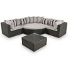 7-Piece Outdoor Patio Sectional Sofa Set with Coffee Table and Striped Pillows, Free Combination - 4 of 4