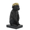 Resin Monkey Figurine with Gold Rose Crown - Elegant Polyresin Statue for Home, Office, Bedroom, and Living Room Decor - Sculpted Ornament - 8" Black - 4 of 4