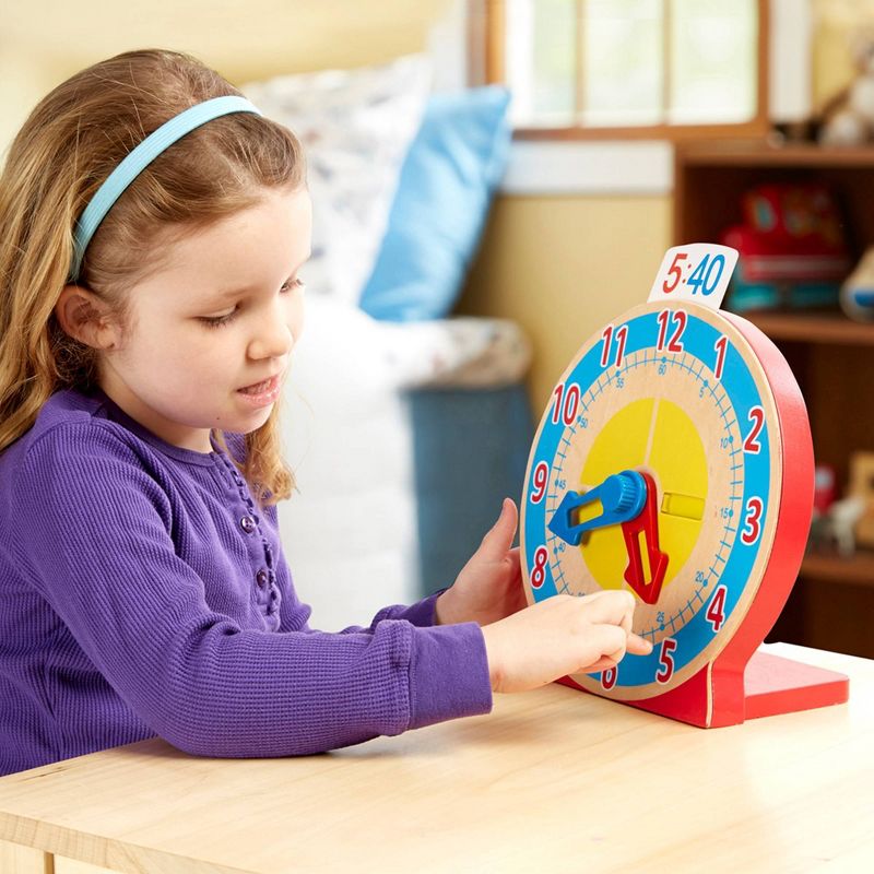 Melissa &#38; Doug Turn &#38; Tell Wooden Clock - Educational Toy With 12+ Reversible Time Cards, 6 of 13