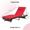 Outdoor Chaise Lounge Chair Set of 2, Wicker Reclining Lounge with Adjustable Backrest & Cushion, Sunbathing Chair for Patio Pool Garden - 3 of 4
