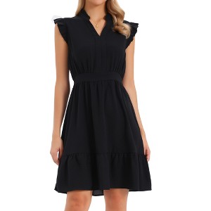 INSPIRE CHIC Women's Summer Casual V Neck Stand Collar A-Line Tiered Flowy Sleeveless Dress - 1 of 4