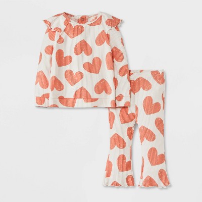 Image of Baby Girls' Top & Bottom Set - Cat & Jack™ Cream 3-6M