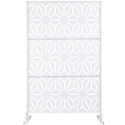 Grungis Matrix Metal Decorative Patio Screens,Freestanding Privacy Fence Panels in Flower Shape Pattern for Deck Balcony Patio,76" H×48" W