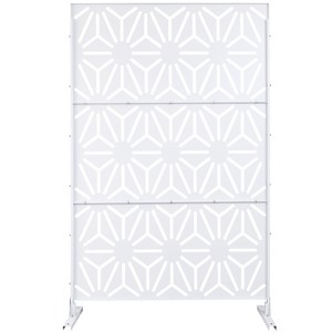 Grungis Matrix Metal Decorative Patio Screens,Freestanding Privacy Fence Panels in Flower Shape Pattern for Deck Balcony Patio,76" H×48" W - 1 of 4