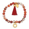 Chisel Stainless Steel Yellow IP-plated Flower 6mm Orange Agate Beaded with Tassel Stretch Bracelet - 2 of 4