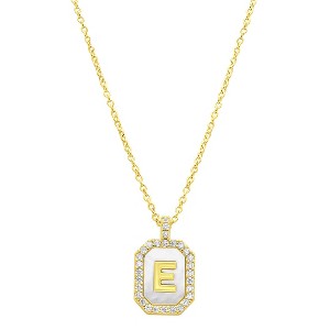 Adornia 14k Gold Plated White Mother-of-Pearl Initial Tablet Necklace - 1 of 3
