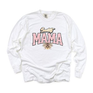 Simply Sage Market Women's Coquette Sweetest Mama Bee Long Sleeve Garment Dyed Tee - 1 of 2