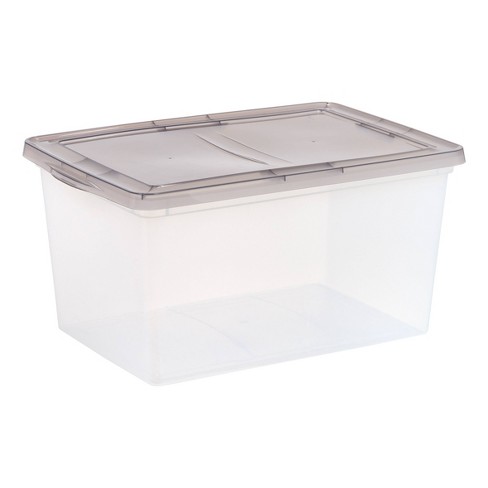 Iris 45qt 4pk Plastic Storage Container Bin With Secure Lid And Latching  Buckles Clear Pearl : Target