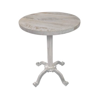 Carolina Living Colton Adjustable Vintage Table Whitewash: Sturdy Iron Base, Mango Wood, 22" Height