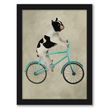 Americanflat Animal Modern French Bulldog On Bicycle By Coco De Paris Black Frame Wall Art