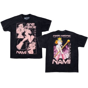 Men's One Piece Anime Nami Pink Panels Graphic T-Shirt Officially Licensed - 1 of 4
