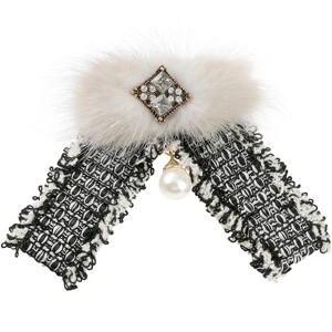INSPIRE CHIC Women's Bowknot Multicolored Braided Tweed Ribbon Furry Brooch Ties - 1 of 4