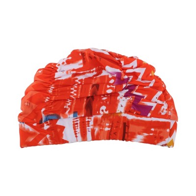 Unique Bargains Polyester Mountain Peaks Pattern Swim Cap 5.91"x9.25" Orange 1 Pc