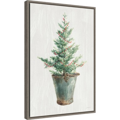 White and Bright Christmas Tree Framed Canvas Wall Art