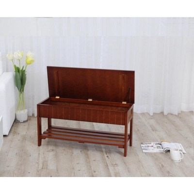 Rennes Cherry Solid Wood Shoe Bench with Storage