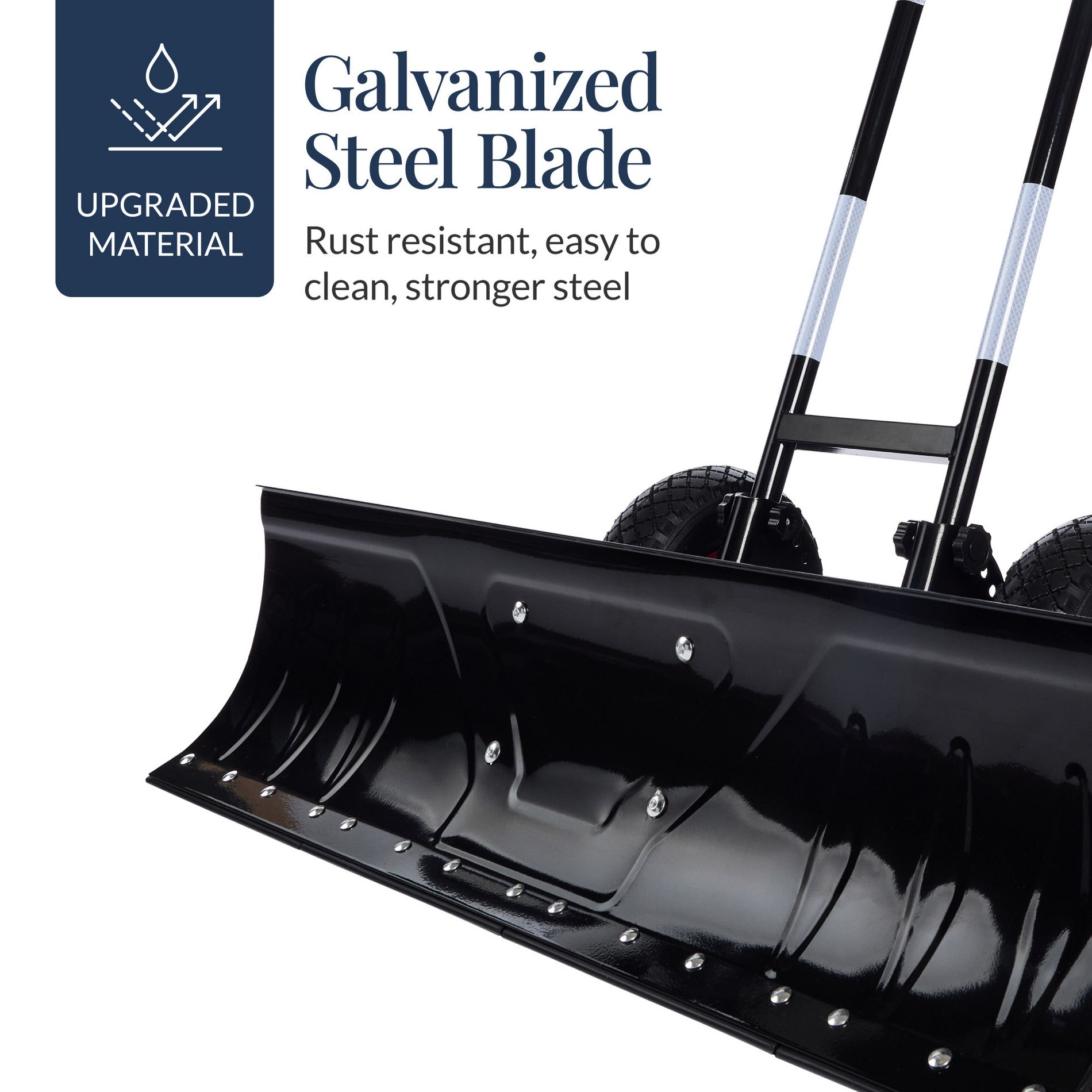 Best Choice Products 36in or 48in Hand Snow Pusher with 2 Wheels, Adjustable Handle, Blade Angle, and Reflective Tape