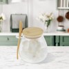 Unique Bargains Pot-Bellied Jar with Bamboo Lid & Spoon Decorative Jars Wood Color Clear 1 Set - 2 of 4
