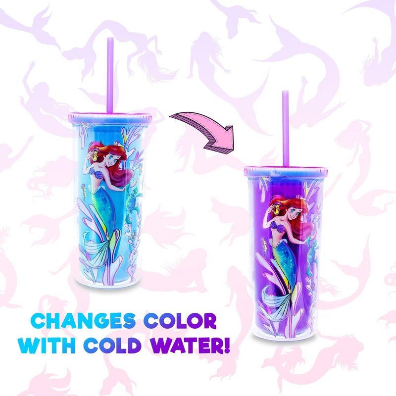 Silver Buffalo Disney The Little Mermaid Ariel and Friends Color-Changing Plastic Tumbler, 2 of 7