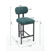 Set Of 2 Modern Bar Stool with Metal Legs,Upholstered Counter High Chairs for Dining Room or Kitchen Island-Maison Boucle - 4 of 4