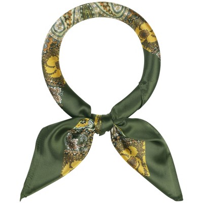 Elerevyo Women's Satin Large Paisley Symmetric Silk Square Scarf Head Wrap Bandanas 35.4" X 35.4"