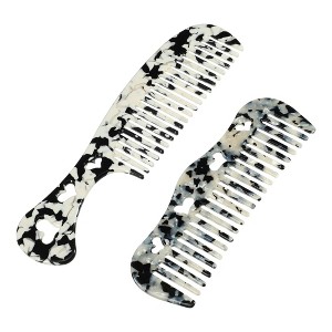 Unique Bargains Women's Heart Style Handheld Wide Tooth Comb 2 Pcs - 1 of 4
