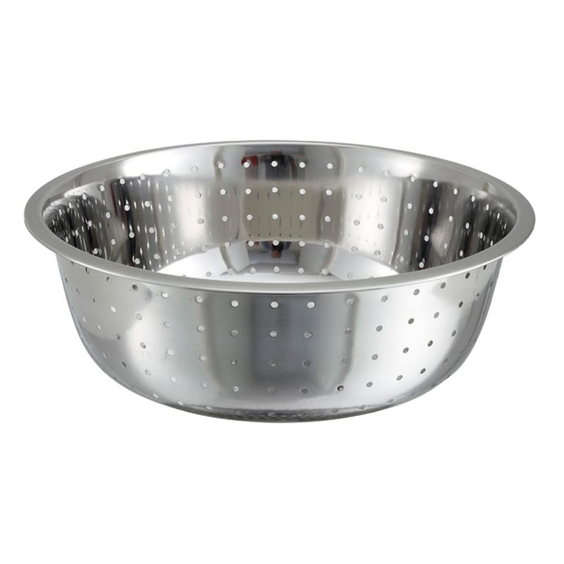 Winco Chinese Style Colander, Stainless Steel, 5mm Holes, 1 of 2