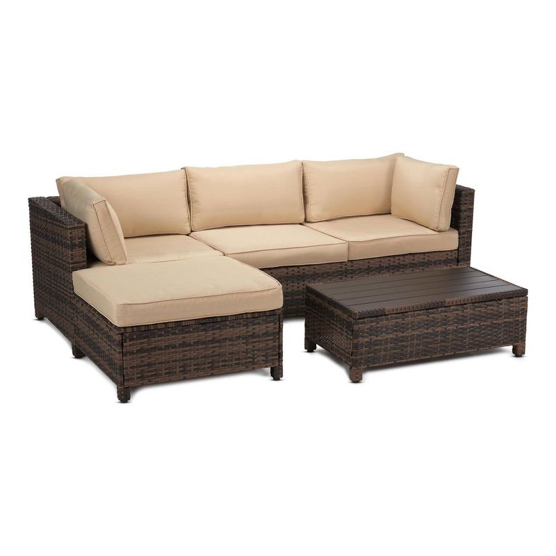 3pc Wicker Patio Sectional Seating Set with Cushions - EDYO LIVING
, 3 of 14