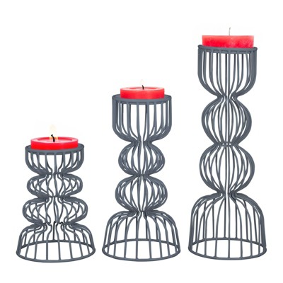 Mela Artisans Lainon Handcrafted Metal Candleholders, Set of 3 – Available in 3 Colors