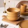 Syemin Dining Bowls 3 Person Stoneware Dinnerware Set Microwave Dishwasher Safe Chip-Resistant Matte Glaze Stackable Storage, Orange, 10"*10"*2.4" - 2 of 4