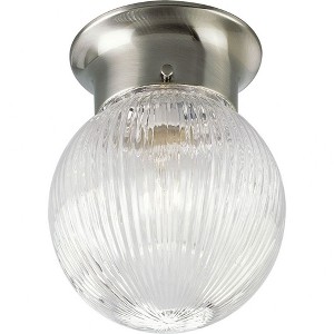 Progress Lighting Madison 1-Light Flush Mount, Brushed Nickel, Clear Ribbed Glass Globe - 1 of 2
