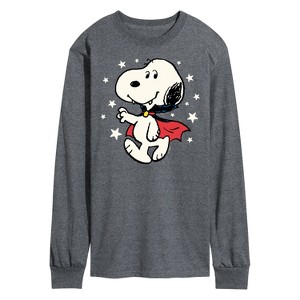 Men's - Peanuts - Snoopy Vampire Stars Glow In The Dark Long Sleeve Graphic T-Shirt - 1 of 4