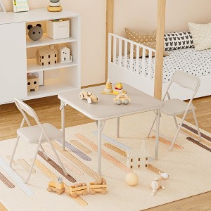 Boys and Girls Folding Table and Chairs Set of 3, Portable Table and Chair with Pu Soft Cushion,Suitable - 1 of 4