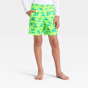 Boys' Surfing Dog Trunk Swim Shorts - Cat & Jack™ Lime Green - 1 of 3