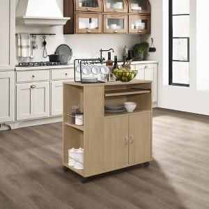 Kings Brand Furniture Alaina Kitchen Island Rolling Cart on Wheels with Storage Cabinet - 1 of 4