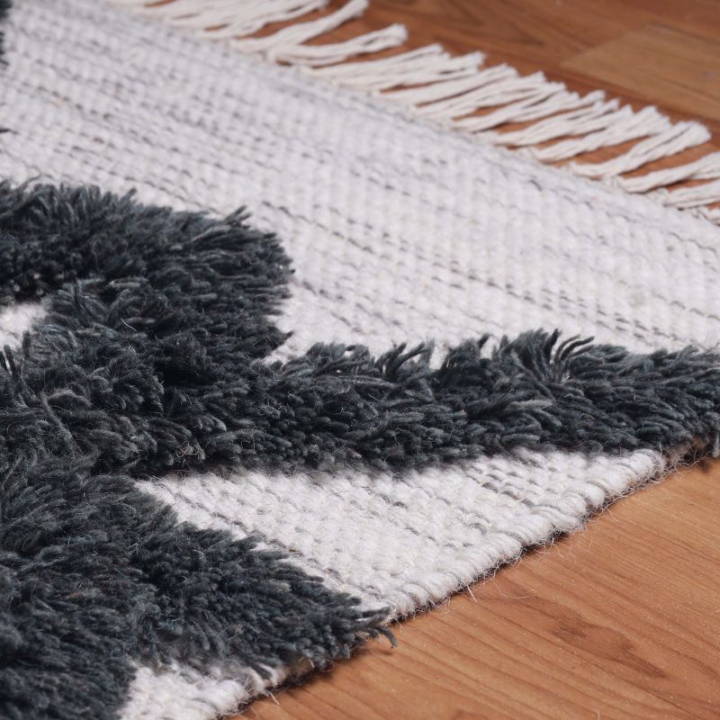 Bohemian Modern Farmhouse Trellis Handmade Wool Indoor Area Rug with Cotton Backing and Fringes by Blue Nile Mills, 5 of 6