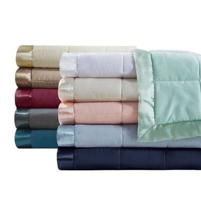 Full Blue Down Alternative Blanket with Satin Trim