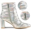 Allegra K Women's Pointed Toe Snake Print Side Zipper Chunky Heel Ankle Boots - 2 of 4