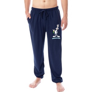 Looney Tunes Mens' Bugs Bunny What's Up Doc? Character Sleep Pajama Pants Blue - 1 of 3