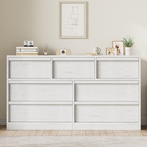 Garvee 7 Drawer Dresser for Bedroom, White Double Dresser Organizer with Concave Handles, Modern Chest of Drawers for Bedroom Living Room Nursery - 1 of 4