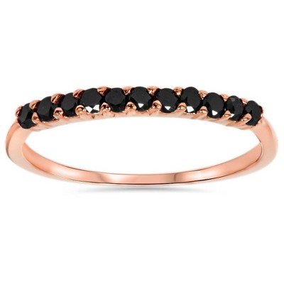 Pompeii3 Rose Gold 1/4ct Treated Black Diamond Wedding Anniversary Ring 14Karat
